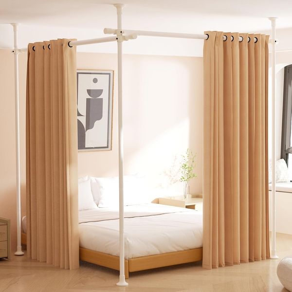 Boden-Decke Spannstange zur bohrfreien Montage von Trennvorhangen, hohen- und breitenverstellbar, strapazierfahig weisses Modell