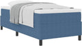 Rechteckiges Boxspringbett mit Cordbezug in Blau-Weiss Kombination, minimalistisches Schlafgestell fur erholsamen Schlaf 80x200cm