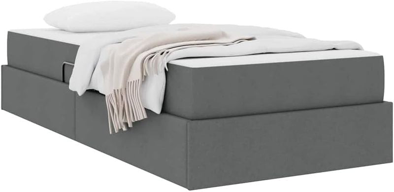 Hydraulisches Stauraumbett mit fertig montierter Matratze aus Polyesterstoff, dunkelgraue Ausfuhrung, platzsparende Einrichtung fur kleine Zimmer 90x190cm