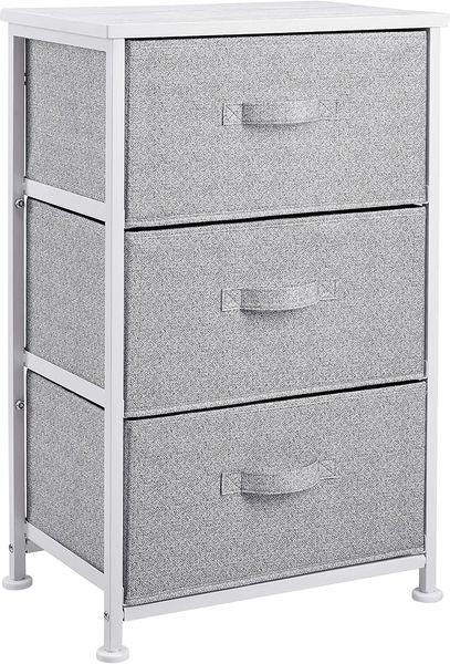 Weisse Einlage fur Kleiderschranke mit drei flexiblen Stoffschubladen zur inneren Organisation
