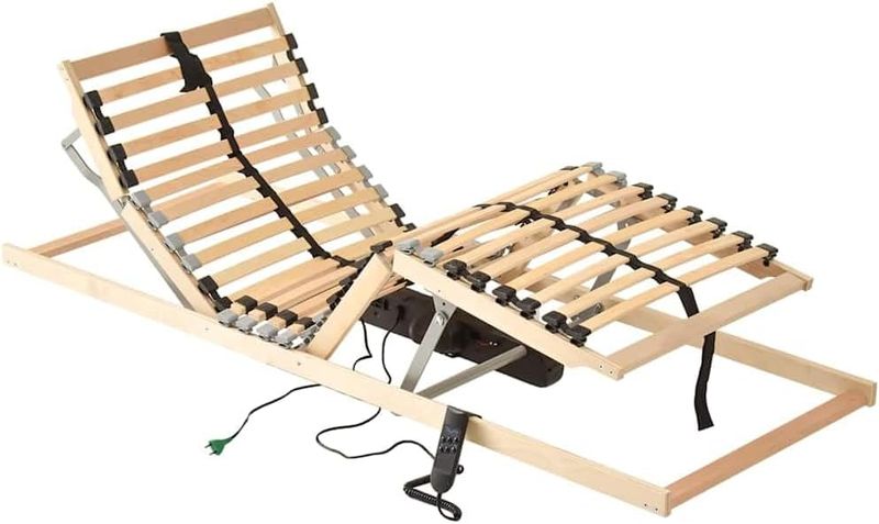 Rechteckiger Lattenrost aus massivem Buchenholz in brauner Farbung, strapazierfahige komfortable Schlafunterlage 90x190cm